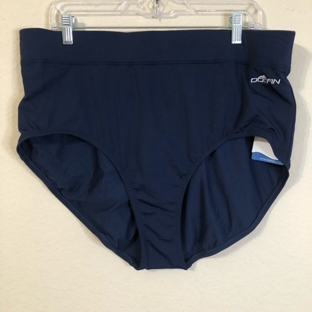 Dolfin Bikini Bottom Navy Blue High Waisted Aquashape Plus Size Swimsuit NWT